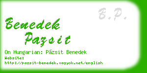 benedek pazsit business card