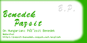 benedek pazsit business card